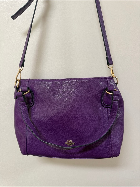 Coach Handbags - Coach Deep Purple Pebble Leather Shoulder Bag with Gold Accents